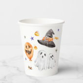 Gobelets En Papier Baby shower d'aquarelle Little Boo Halloween (Recto)