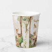 Gobelets En Papier baby shower d'aquarelle verte brune (Droite)