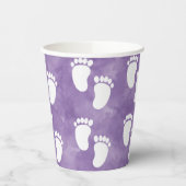 Gobelets En Papier Baby shower d'aquarelle violet Motif d'empreinte (Gauche)
