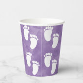 Gobelets En Papier Baby shower d'aquarelle violet Motif d'empreinte (Droite)