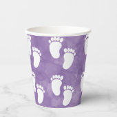 Gobelets En Papier Baby shower d'aquarelle violet Motif d'empreinte (Recto)