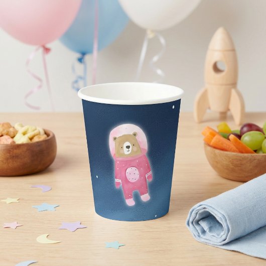 Gobelets En Papier Baby shower d'astronaute de l'Ours de l'espace ros