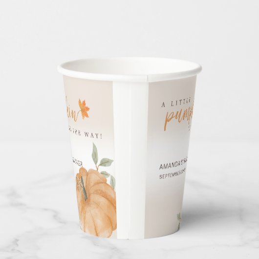 Gobelets En Papier Baby shower d'automne d'Orange Little Citrouille (Droite)