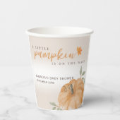 Gobelets En Papier Baby shower d'automne d'Orange Little Citrouille (Recto)