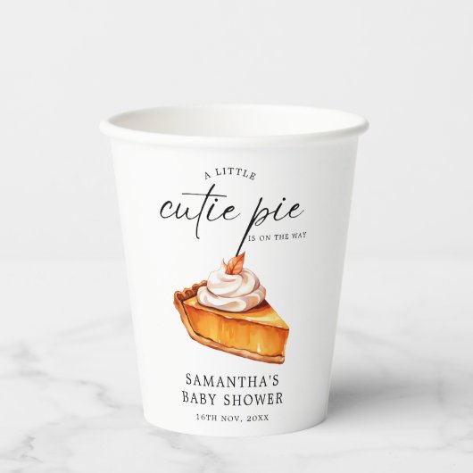 Gobelets En Papier Baby shower d'automne du Citrouille Cutie Pie (Recto)