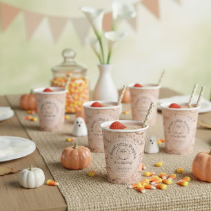 Gobelets En Papier Baby shower d'automne rose pâle Petit Citrouille