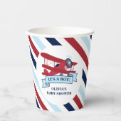 Gobelets En Papier Baby shower d'avion rouge (Recto)