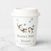 Gobelets En Papier Baby shower de baleines arctiques d'hiver (Verso)