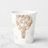Gobelets En Papier Baby shower de ballon à air chaud Gold Teddy Bear (Recto)