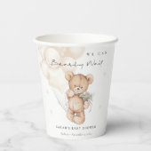 Gobelets En Papier Baby shower de ballon d'ours d'attente à l'ivoire (Verso)