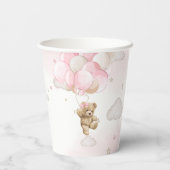 Gobelets En Papier Baby shower de ballon d'ours rose Boho (Verso)