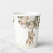 Gobelets En Papier Baby shower de ballon d'ours vert (Verso)