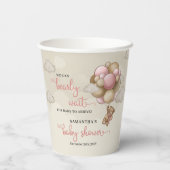 Gobelets En Papier Baby shower de ballons d'ivoire rose brun de l'our (Verso)