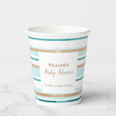 Gobelets En Papier Baby shower de bande d'aquarelle vert moderne (Verso)
