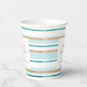 Gobelets En Papier Baby shower de bande d'aquarelle vert moderne (Droite)