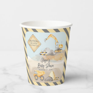 Gobelets En Papier Baby shower de camion de construction