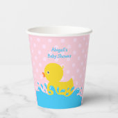 Gobelets En Papier Baby shower de canard rose et jaune personnalisé (Verso)