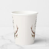 Gobelets En Papier Baby shower de cerf en script botanique rustique (Droite)