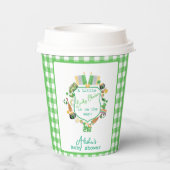 Gobelets En Papier Baby shower de charme En vichy vert (Verso)