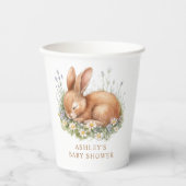 Gobelets En Papier Baby shower de choux lapin et d'aquarelle (Recto)