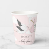 Gobelets En Papier Baby shower de cigogne rose (Verso)