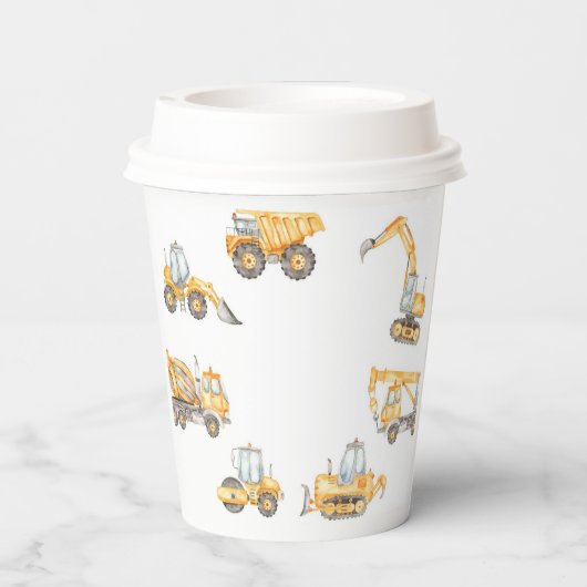 Gobelets En Papier Baby shower de construction Truck Party (Verso)