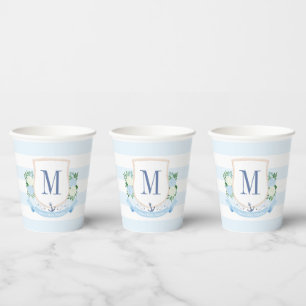 Gobelets En Papier Baby shower De Crête Côtière Bleu Et Blanc De Prep
