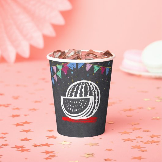 Gobelets En Papier Baby shower de dessin Chalkboard Watermelon (Insitu)