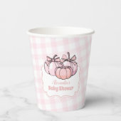 Gobelets En Papier Baby shower de fille Citrouille rose (Verso)