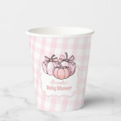 Gobelets En Papier Baby shower de fille Citrouille rose (Recto)