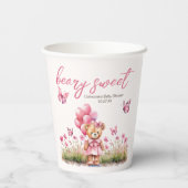 Gobelets En Papier Baby shower de fille papillon rose de l'ours en pe (Verso)