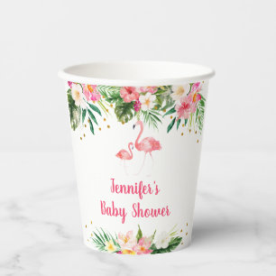 Gobelets En Papier Baby shower de Flamant rose tropical