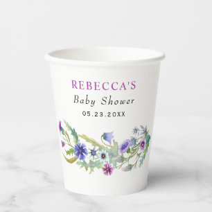 Gobelets En Papier Baby shower de fleur sauvage à fleurs