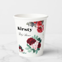 Baby shower de fleurs d'aquarelle rouge