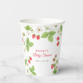 Gobelets En Papier Baby shower de fraise doux simple (Verso)