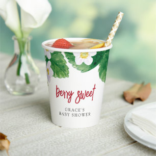 Gobelets En Papier Baby shower de fraises sucrées