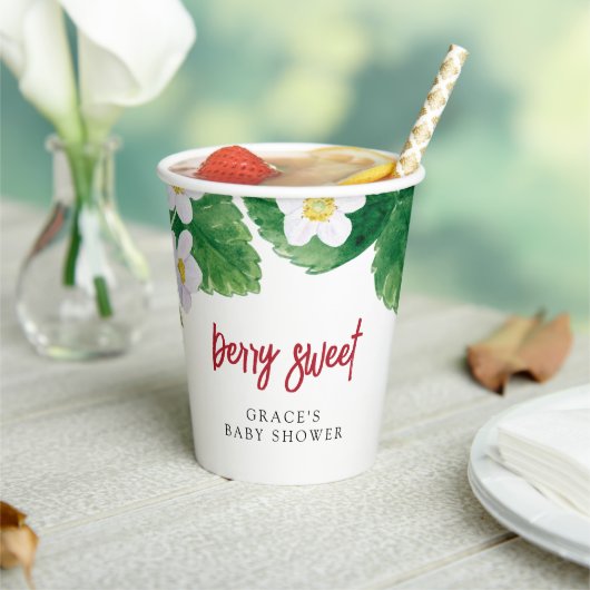 Gobelets En Papier Baby shower de fraises sucrées (Insitu)