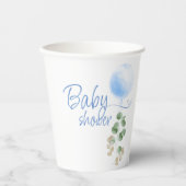 Gobelets En Papier Baby shower de garçon Eucalyptus Balloon Bleu (Recto)