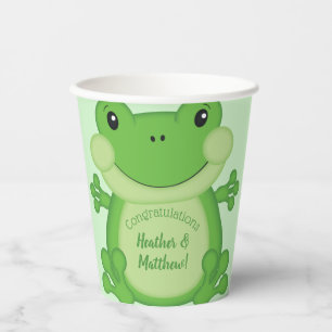 Gobelets En Papier Baby shower de grenouille vert