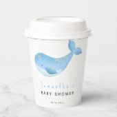 Gobelets En Papier Baby shower de la baleine d'aquarelle (Recto)