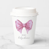 Gobelets En Papier Baby shower de la corbeille rose (Recto)