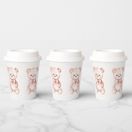 Gobelets En Papier Baby shower de la fille Teddy Bear (Multi)