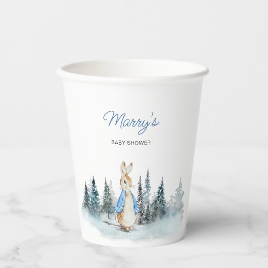 Gobelets En Papier Baby shower de lapin d'hiver (Recto)