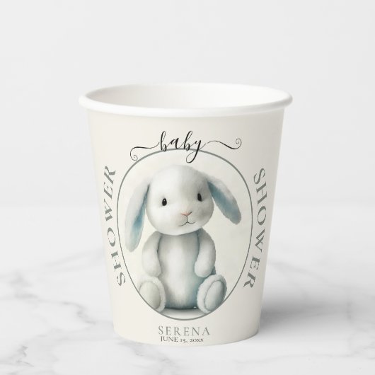 Gobelets En Papier Baby shower de lapin farci de boue (Recto)