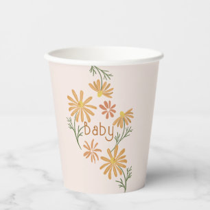 Gobelets En Papier Baby shower de marguerites orange et jaune