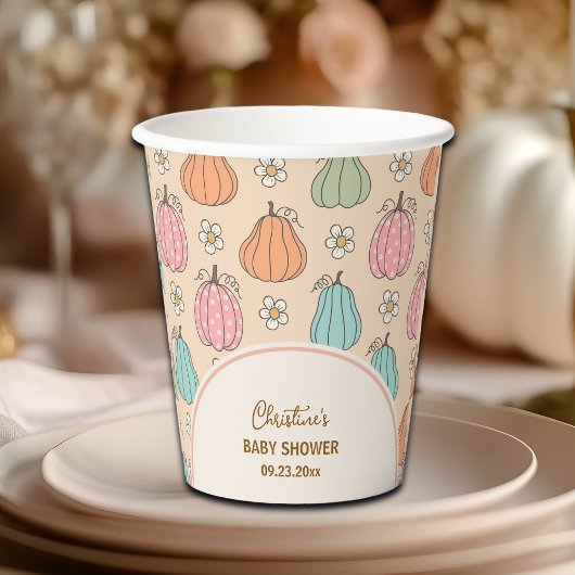 Gobelets En Papier Baby shower de Motif couleur beige neutre