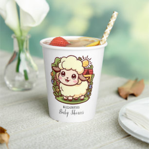 Gobelets En Papier Baby shower de mouton mignon