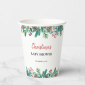Gobelets En Papier Baby shower de Noël à l'aquarelle (Recto)