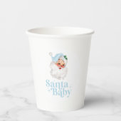 Gobelets En Papier Baby shower de Noël Bébé Retro Blue Père Noël (Recto)