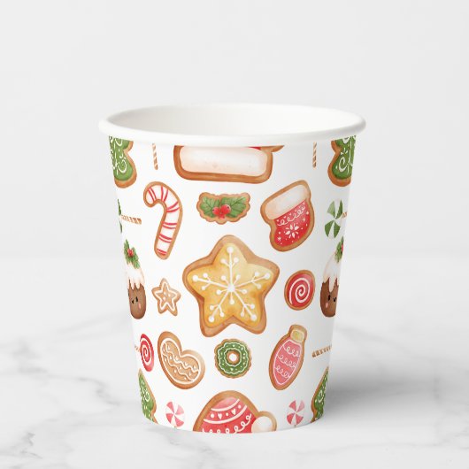 Gobelets En Papier Baby shower de Noël en pain d'épices (Recto)